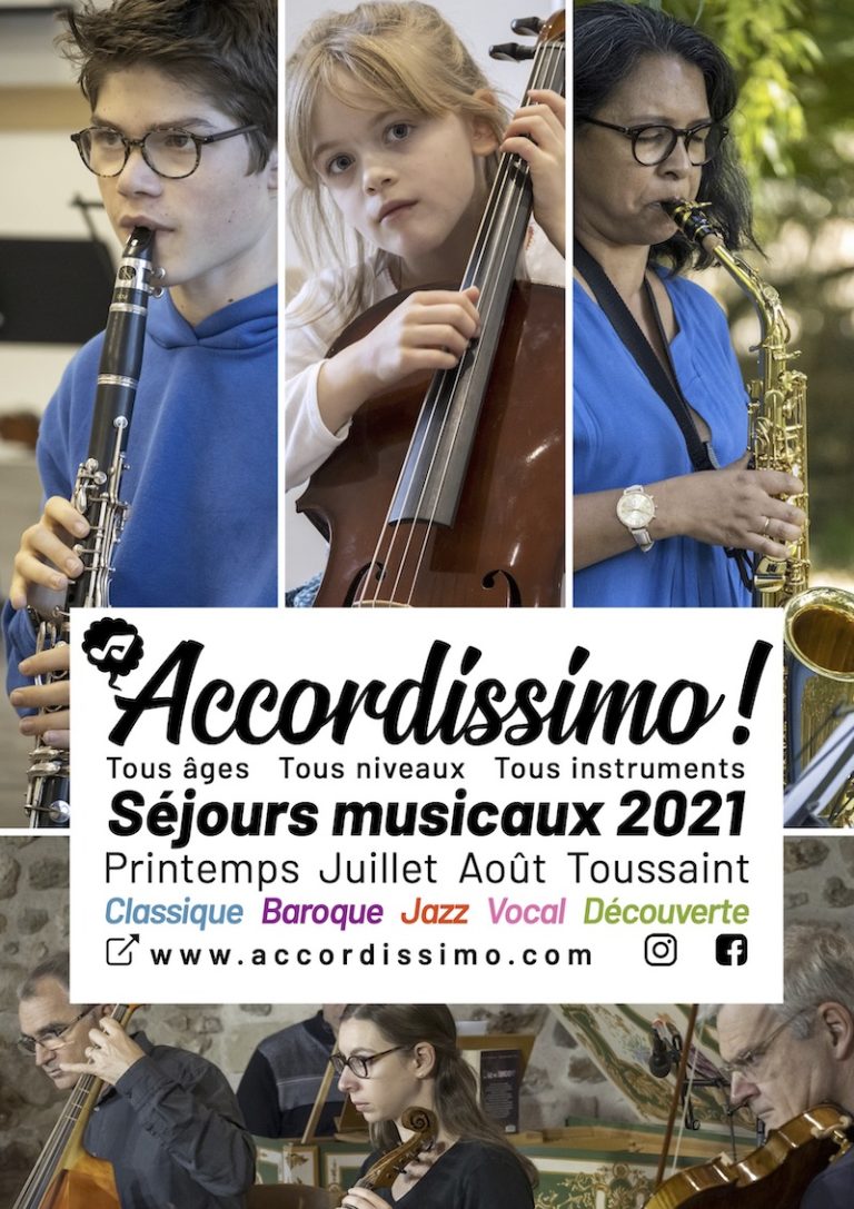 Accordissimo, séjours musicaux 2021 Affiche séjours musicaux Accordissimo 2021